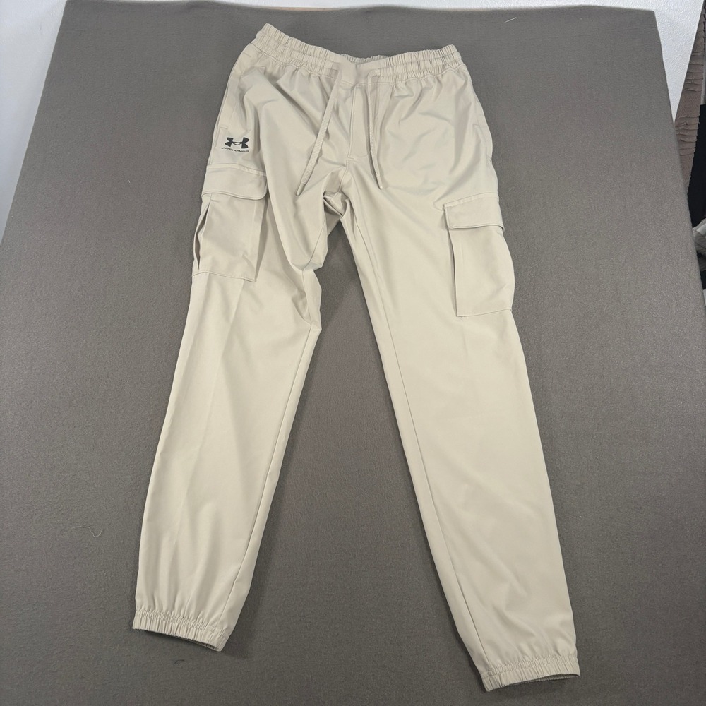 Under Armour Cargo Jogger Pants Mens Size Small Beige Tan Athletic 1373654